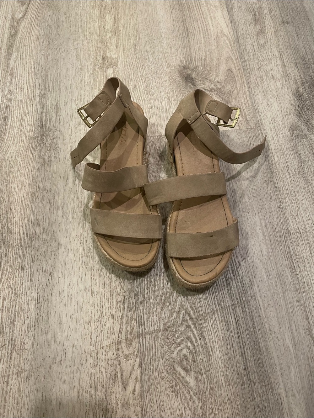 Taupe Strappy Espadrille Wedge Sandals
